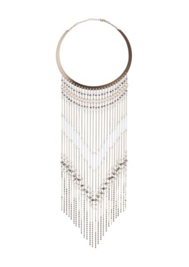 Bugle bead and faceted glass cascade